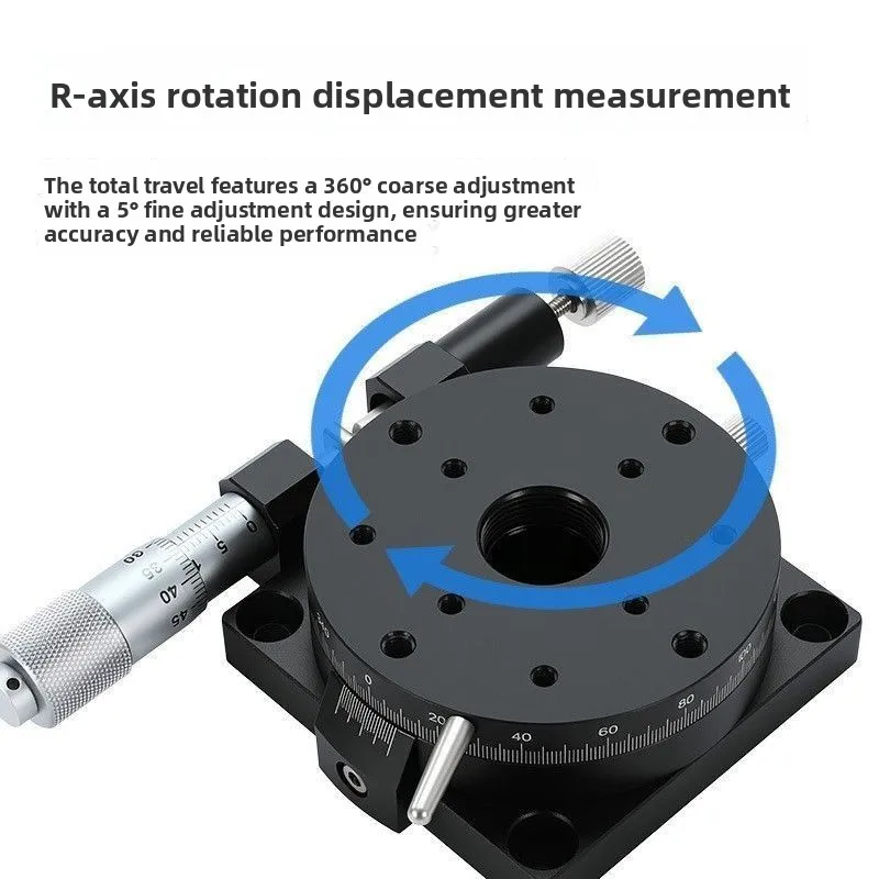 R-axis rotating platform Manual high-precision displacement table 360 ° angle fine-tuning optical slide table RS60/90/125