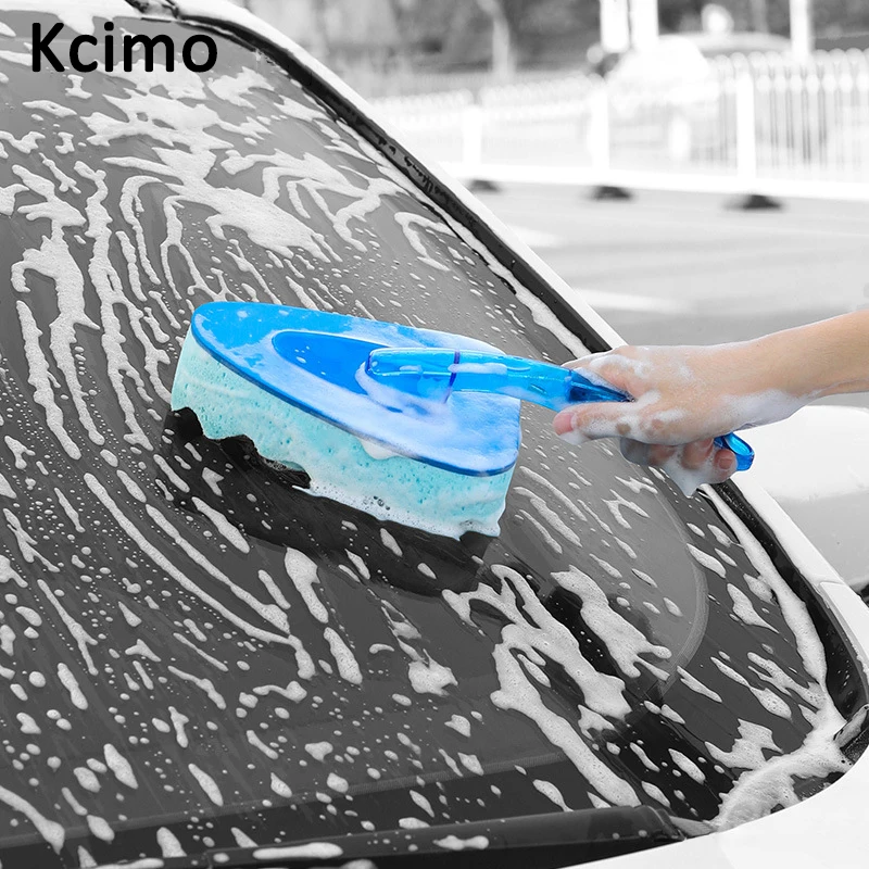 Kcimo Multifunctional Car Wash Sponge Brush Short Handle Car Wheel Cleaning Brush Sponge Scratch-Free for Car Care Detailing