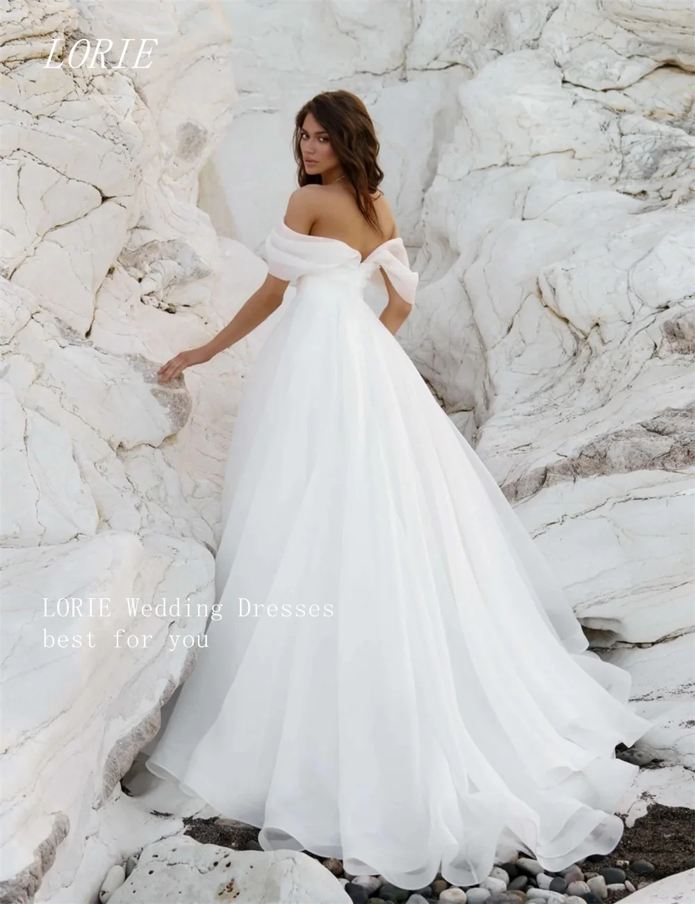 LORIE Luxury A Line Wedding Dress Illusion Off The Shoulder Bridal Dresses Light And Ethereal Pleat Wedding Gown Customized 2026