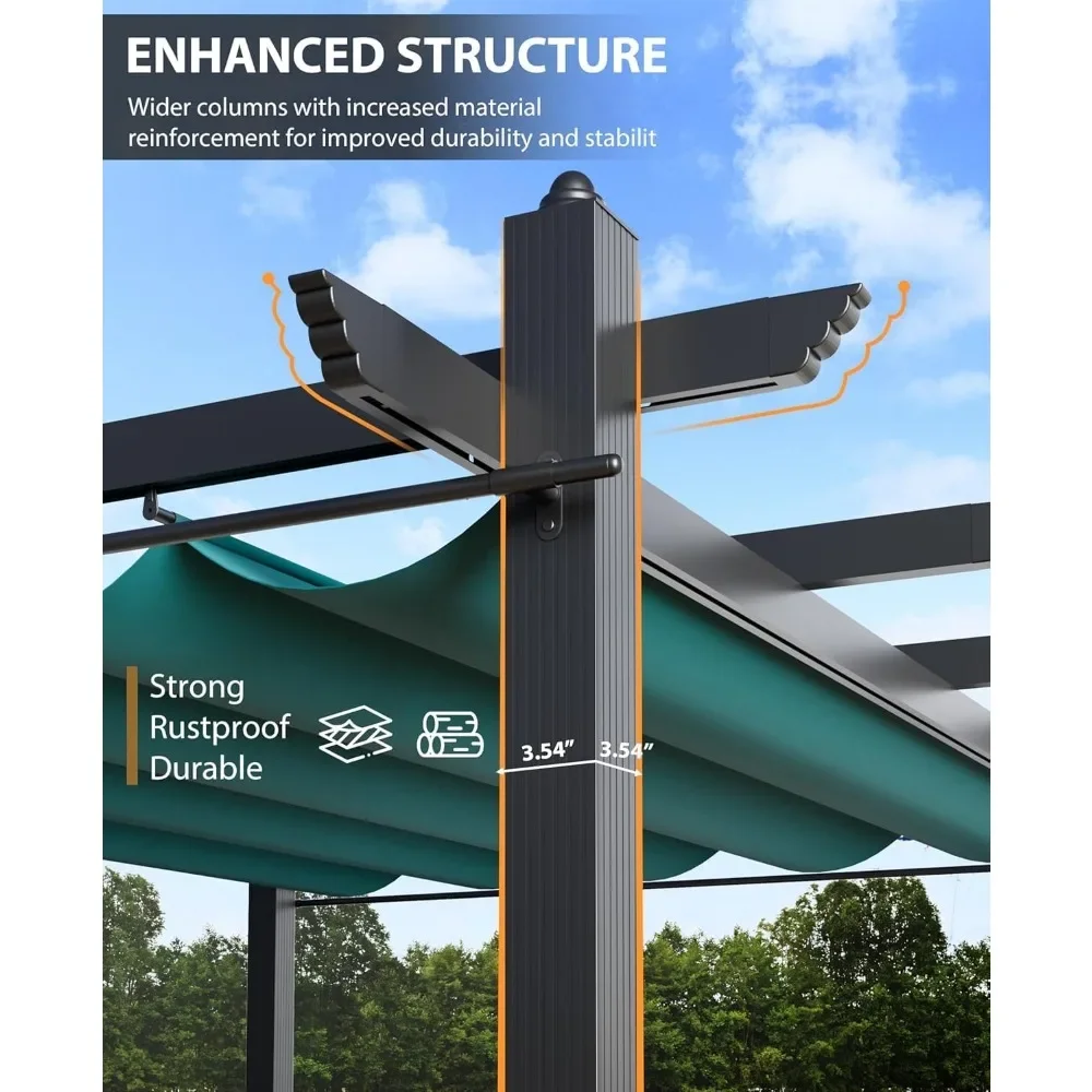 

Patio Shade Canopy, 10x10 Ft Retractable Outdoor Pergola with Canopy and Side Mesh, Outdoor Folding Shelter, for Patio