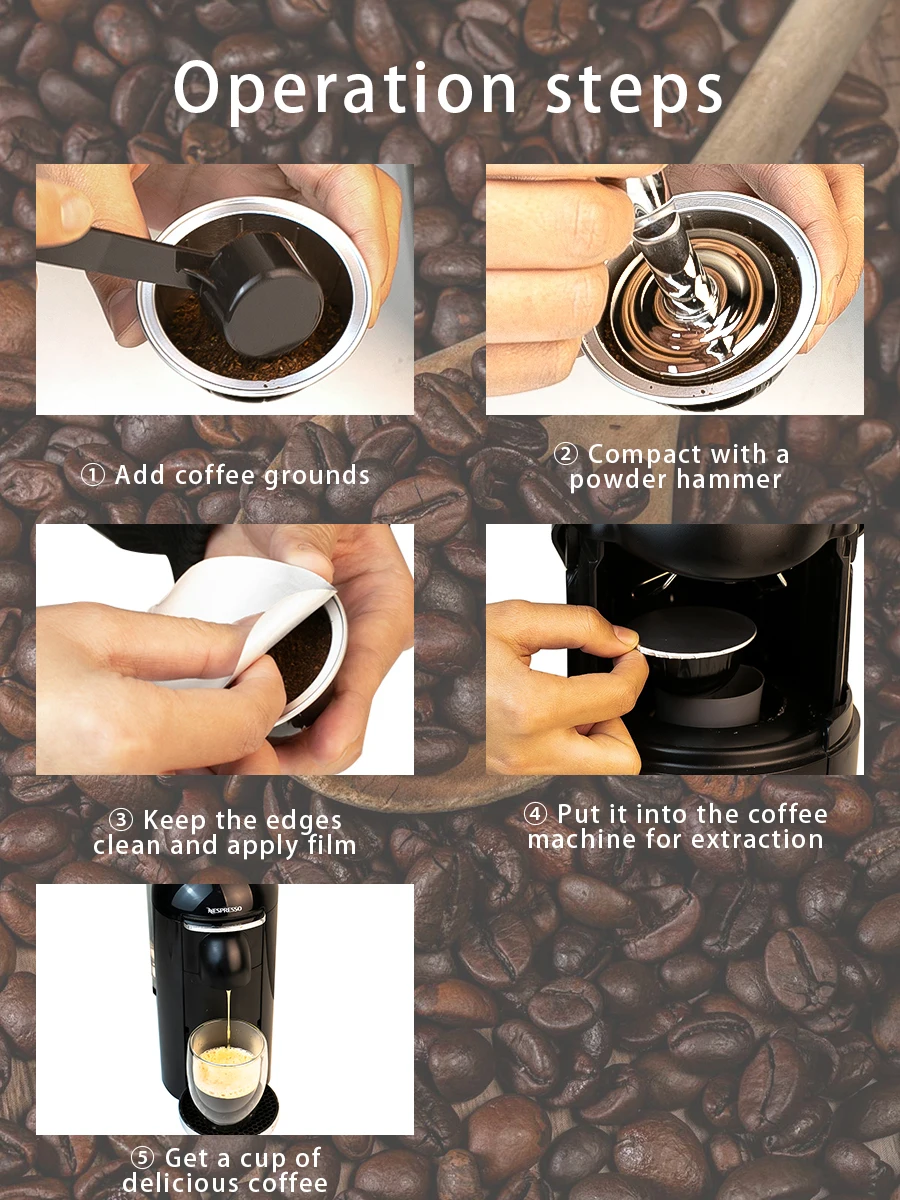 Wiederverwendbare Kaffeekapsel-Schalen für Kapselkaffemaschinen der Vertuo Plus Pop Next Env135 Env150 Line - Hoher Fettgehalt, Hausgemachte Filtertassen, Wiederverwendbar (5 Filter-Schalen + 30 selbstklebende Aluminiu – Detail 10