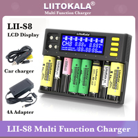 LiitoKala Lii-S8 Battery Charger  Li-ion 3.7V  NiMH 1.2V Li-FePO4 3.2V IMR 3.8V charger  for 18650 26650 21700 26700 AA AAA