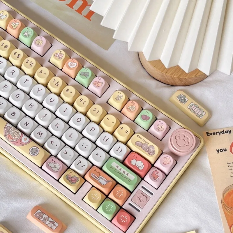 Hot Pot Theme Keycaps PBT Sublimation Customized Original Keycaps MOA/SOA Contour Keycaps Mechanical Keyboard Accessories Gifts