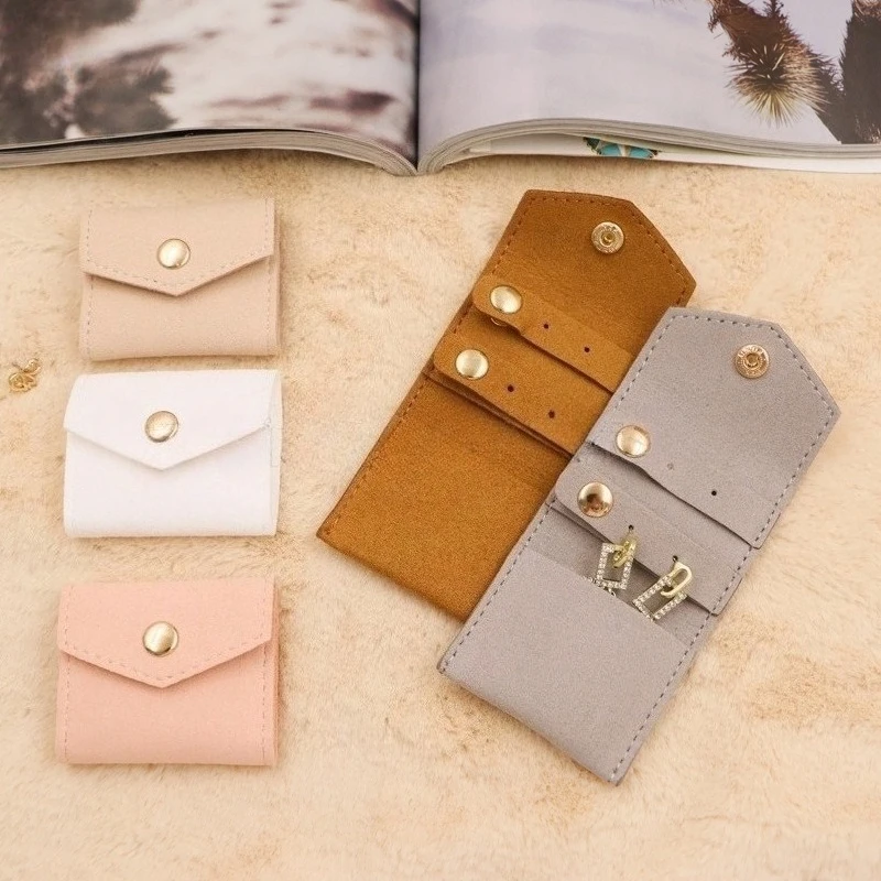 Spot Microfiber Leather Soft Portable Fashionable Small Jewelry RollBag Earrings Rings Earrings Necklaces Small Item Storage Bag