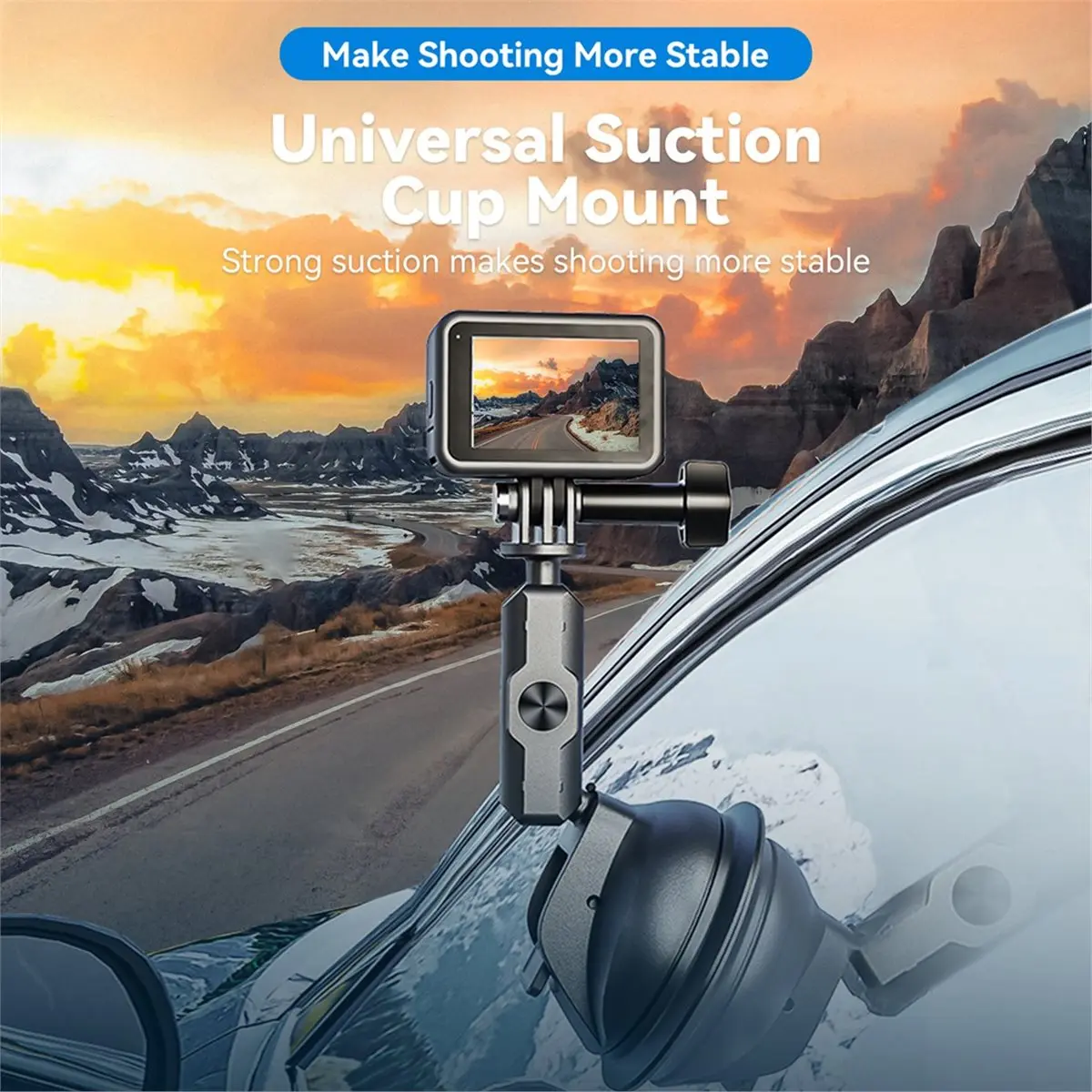 

N05R Universal Car Phone Holder Suction Cup 360° Adjustable 1/4 Adapter for GoPro 13 12 Insta360 DJI Action 5 4 IPhone 15 16