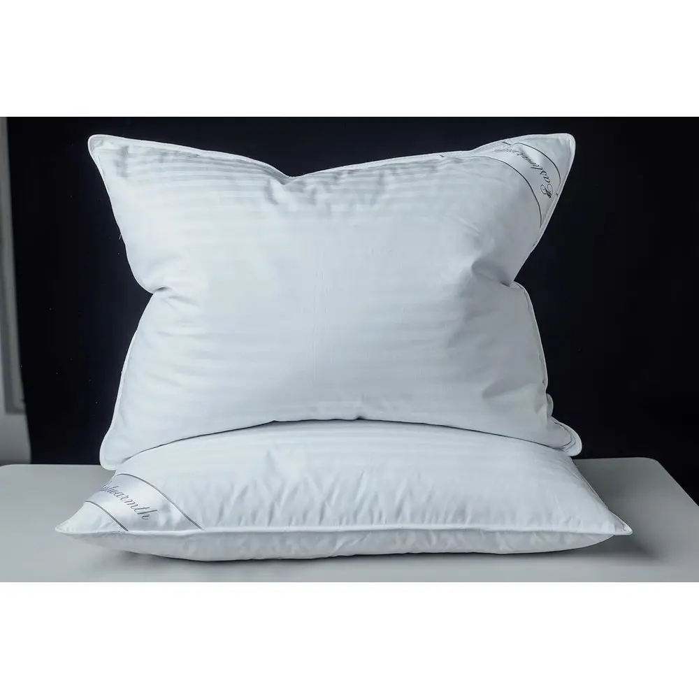 100% Cotton Stripe Pillow - Supportive White Bed Pillow, Standard Size 20x26 inches