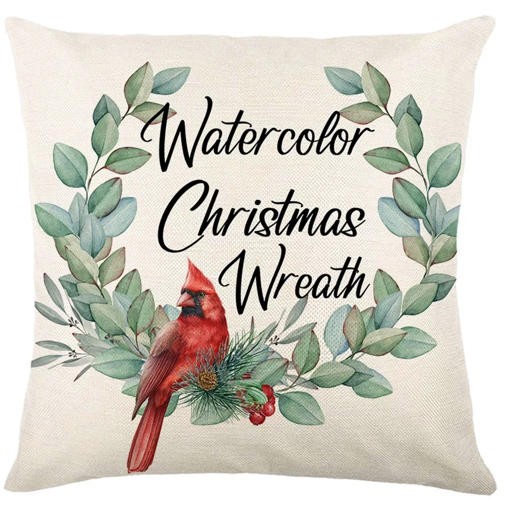 Christmas Cushion Cover 45x45cm 18x18Inch Xmas Gifts Santa Reindeer Red Truck Christmas Tree Printed Pillow Covers