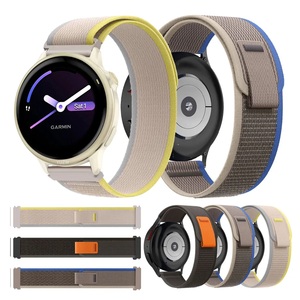 نايلون 20 مللي متر 22 مللي متر حزام (استيك) ساعة ل Garmin Vivoactive 6 5 حزام مطاط ل Amazfit GTR/هواوي/سامسونج/شاومي Smartwatch اكسسوارات
