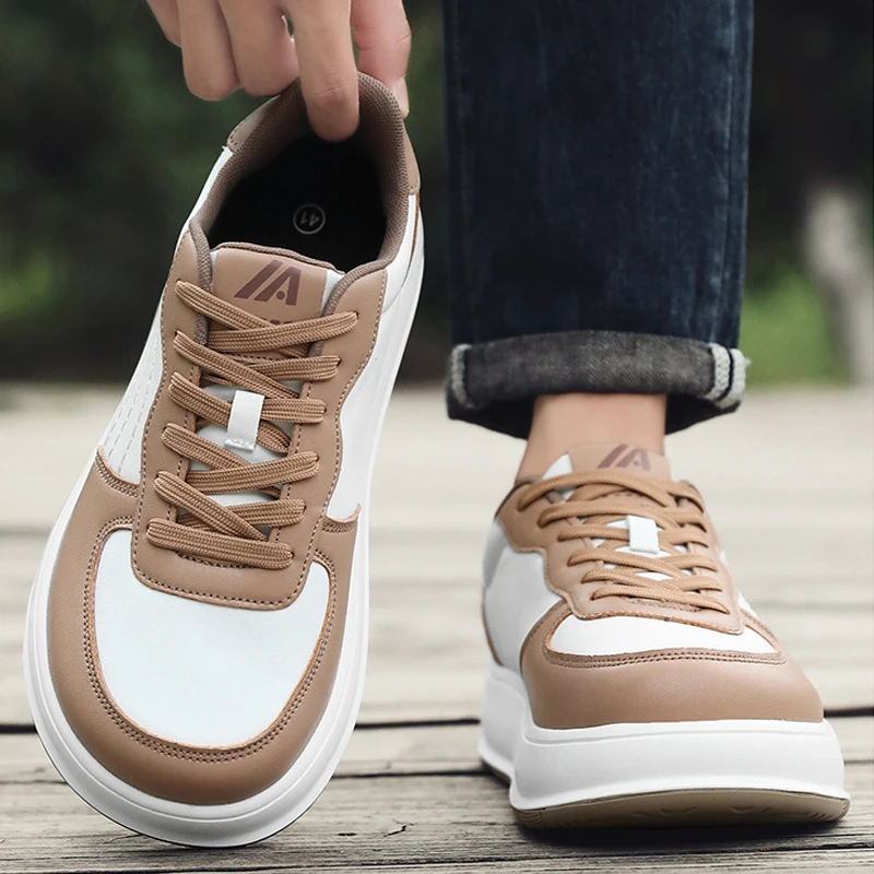 Large Size Men Skateboarding Shoes Light Trekking Shoes Men Soft Outdoor Walking Shoes Leather Sneakers Jogging Shoes Size 39-48