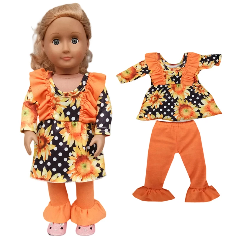 43cm new born baby doll clothes trousets 18 inch girl doll clothes pajama set doll toys wear