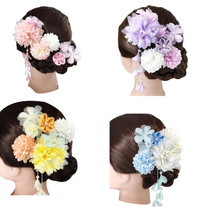 

Flower Hairpins Japonism Costume Hair Buns Holders Hair Jewelry with