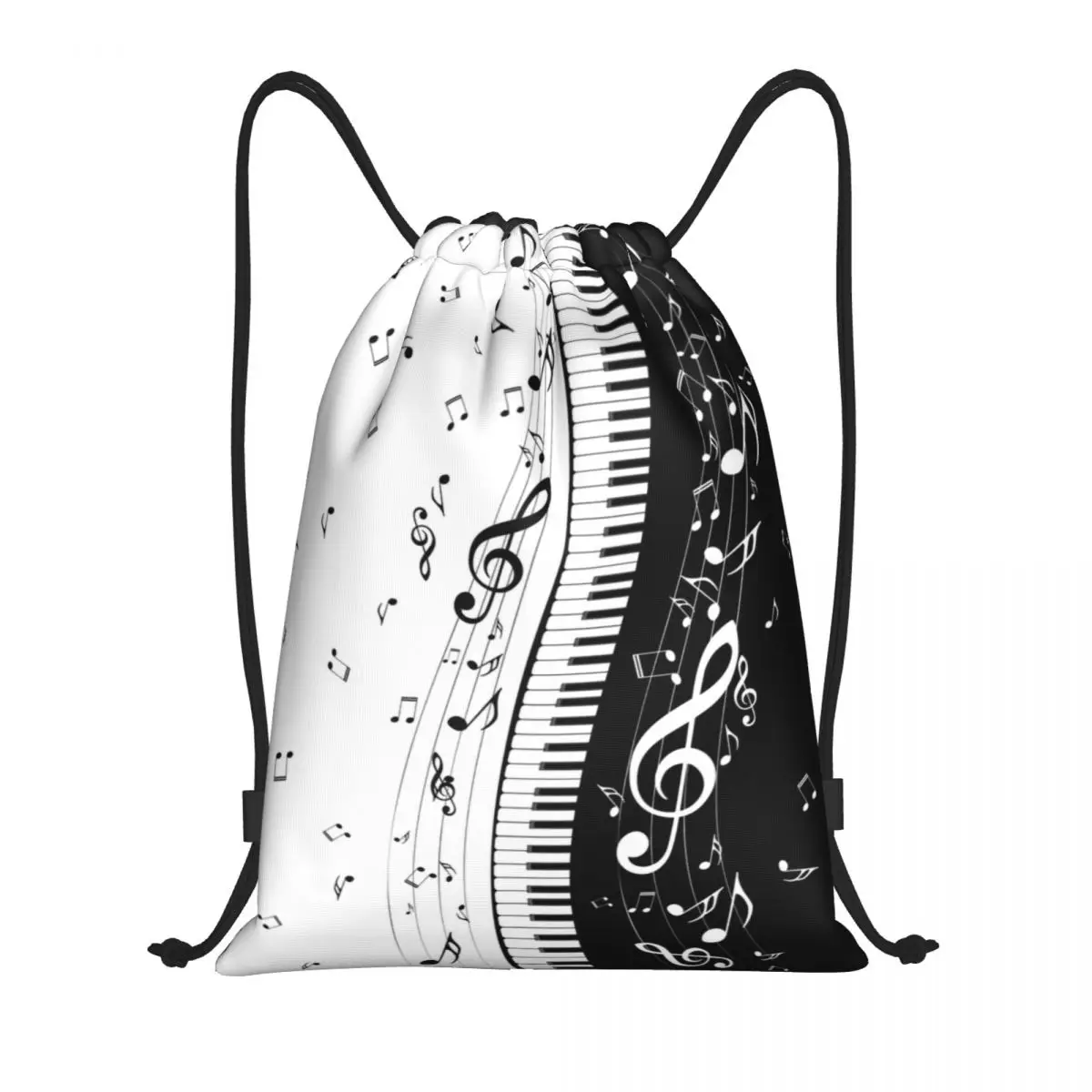 Piano Keys Music Notes Drawstring Backpack Women Men Sport Gym Sackpack Portable Shopping Bag Sack