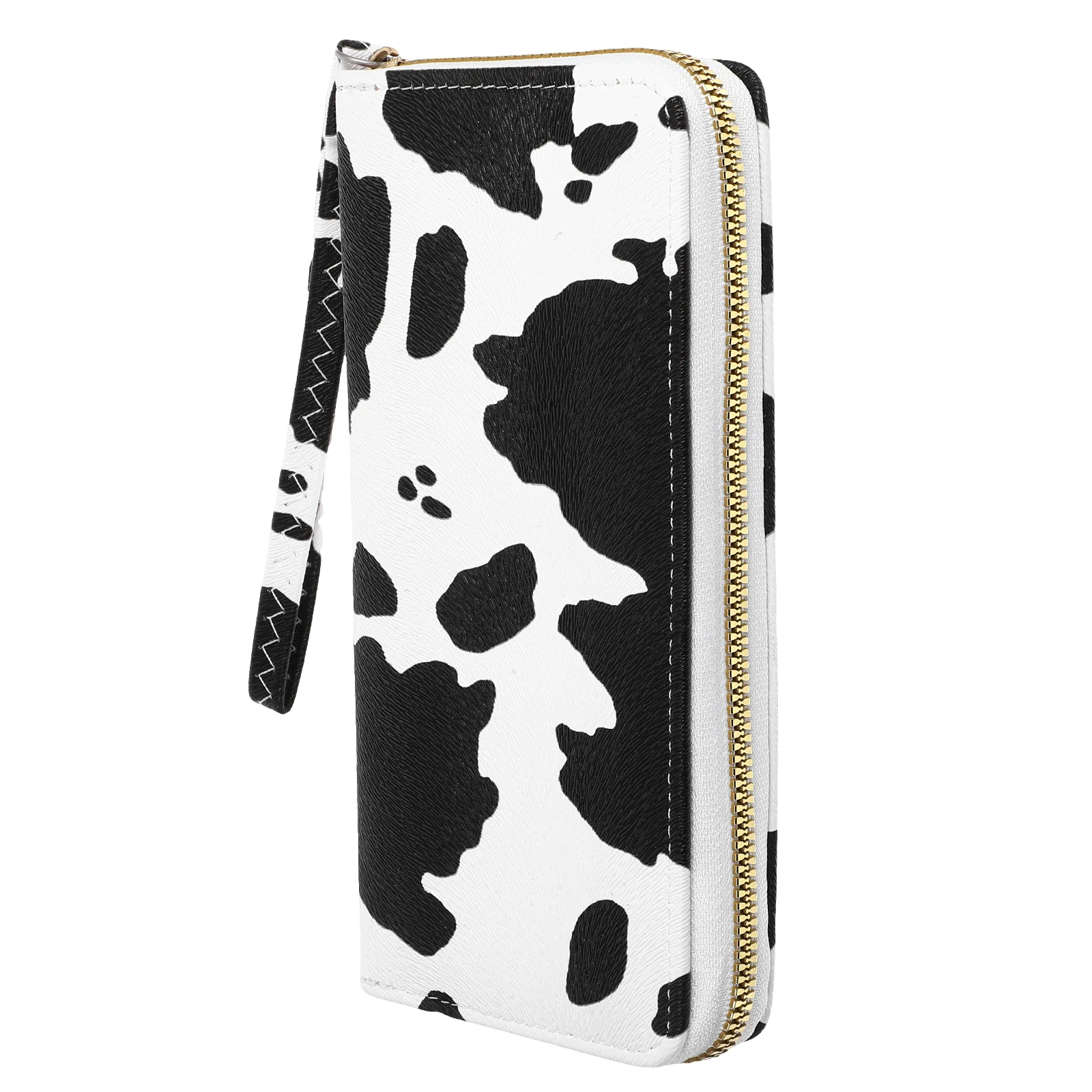 

Multi Compartment Wallet Black Small Compact Portable Ladies Cow Print Purse Zipper Bridesmaid Travel Women Purses