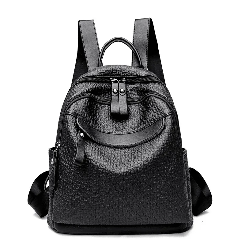 

Women Stone Grain Leather Backpacks High Quality Female Vintage Backpack For Girls School Shoulder Bag Travel Bagpack