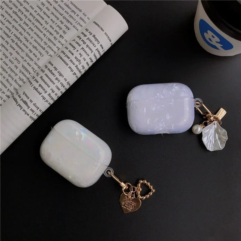 Shell Pendant Case for AirPods 4 Airpod 1 2 3 Pro Pro2 Bluetooth Earbuds Charging Box Protective Earphone Case Cover