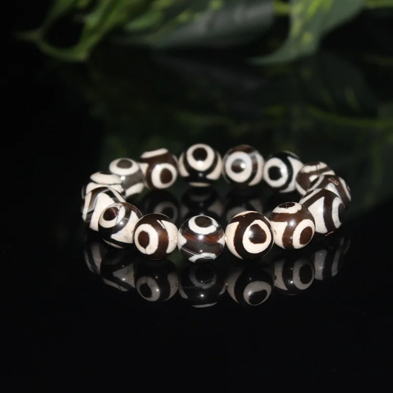 Imitation Qing Dynasty Ancient Beads, , Antique-Style Old Agate Three-Eye Dzi Round Bead Bracelet