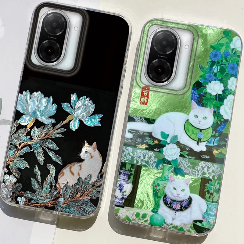 Женский чехол Flower Vase Cat Girls для Xiaomi Redmi Note 14 Pro 14C 13C 10 9A 9C 13 12 11 10S 9 8 Plus A5 A4 A3 A2 A1 Fundas Cover