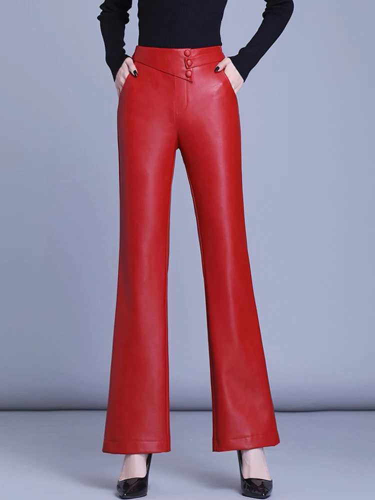 Women's high waisted micro flared pants 2025 autumn new style versatile slimming and casual solid nine cropped pants