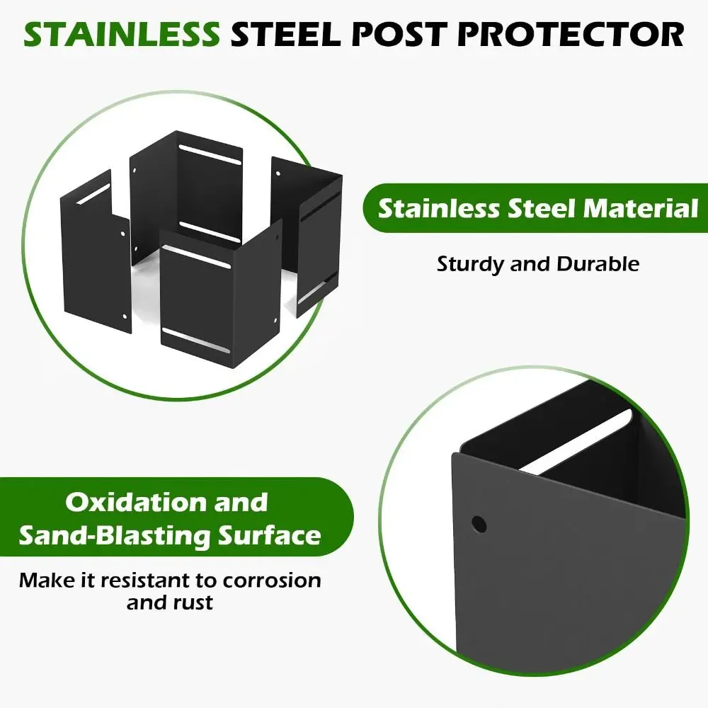 Adjustable Post Protector Kit Metal Stainless Steel Post Bracket Scratch Resistant Heavy Duty Post Cover Porch Support