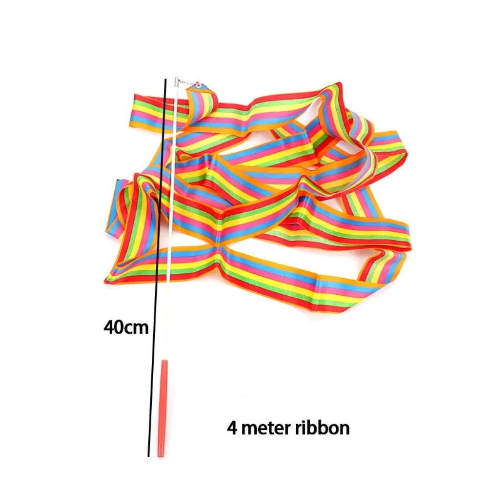Creative 4 Meters Artistic Gymnastics Ribbon Colorful with Rod Ballet Streamer Rainbow Stick Outdoor Sport