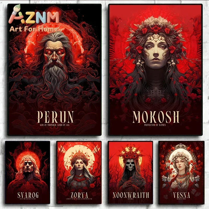 Slavic Gods Mythology Art Poster Perun Zorya Svarog Canvas Painting Wall Prints Picture for Living Room Home Decor Cuadros