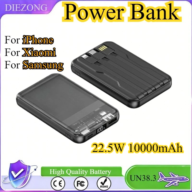 

22.5W 10000mAh Wireless Portable Power Bank Fast Charging For iPhone For Xiaomi For Samsung With USB Type C/Lightning