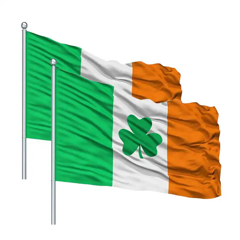 

Irish Shamrock Ireland Flag 90x150cm Polyester Pongee Brass Grommets National Flags Banners For Decoration Celebration Sports