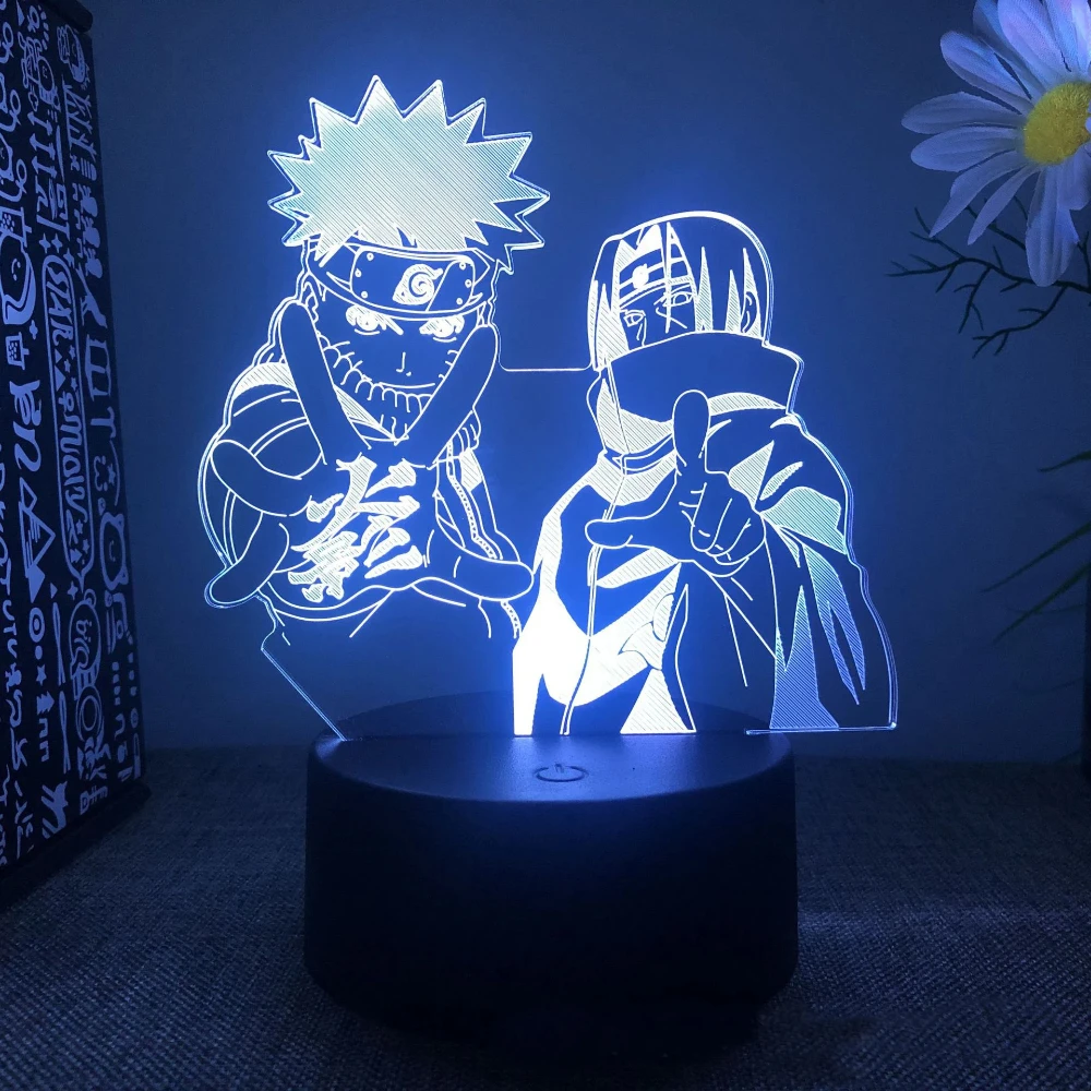 Anime Naruto Uzumaki LED Night Light Toys Akatsuki Kakashi Hatake Kid Bedroom Nightlight Itachi Uchiha 3D 7/16 Colors Lamp Decor