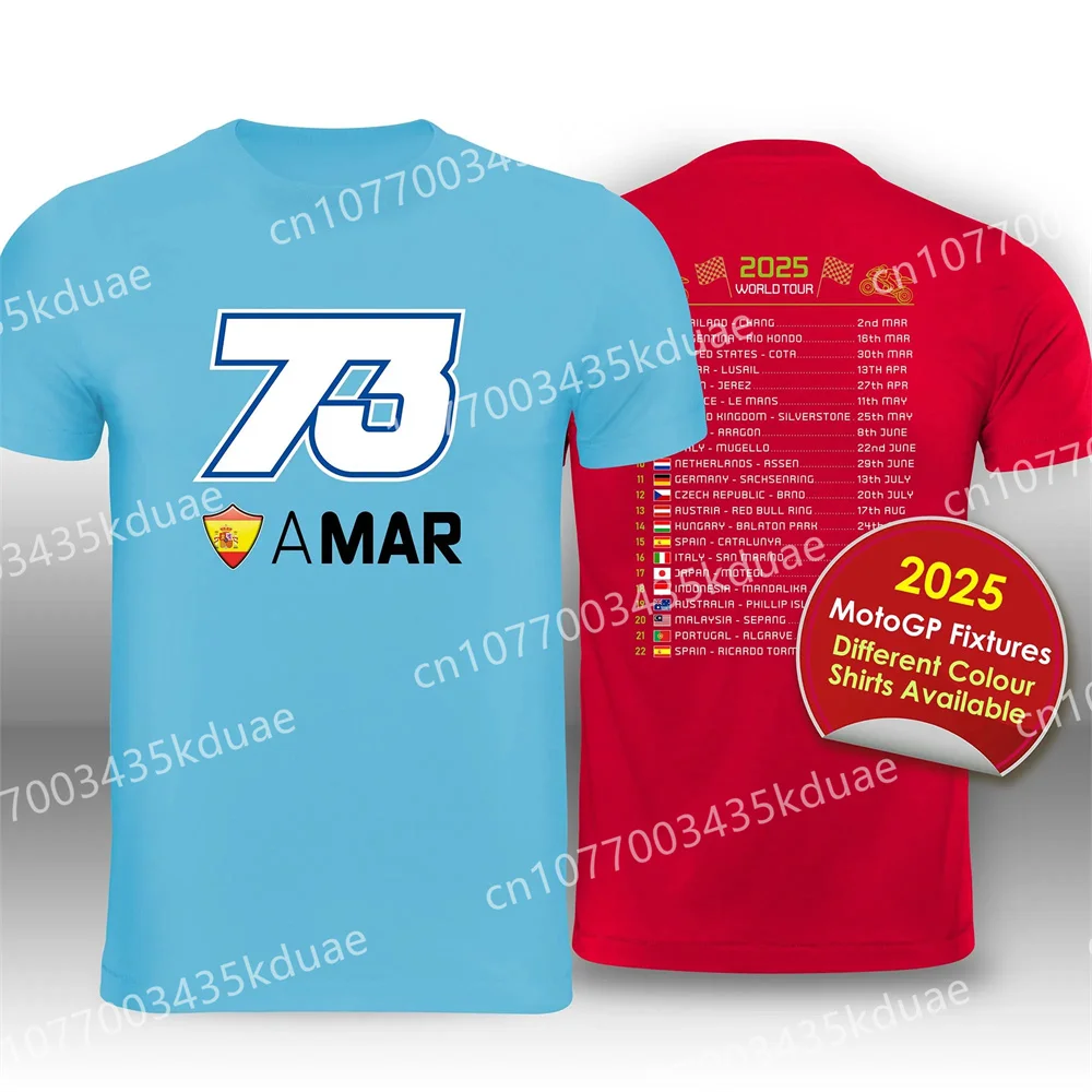 Alex Marquez 2025 MotoGP Race Calendar 73 T-Shirt for MenShort Sleeve Tee Unisex Streetwear Men's T-Shirts Casual Tops Clothing