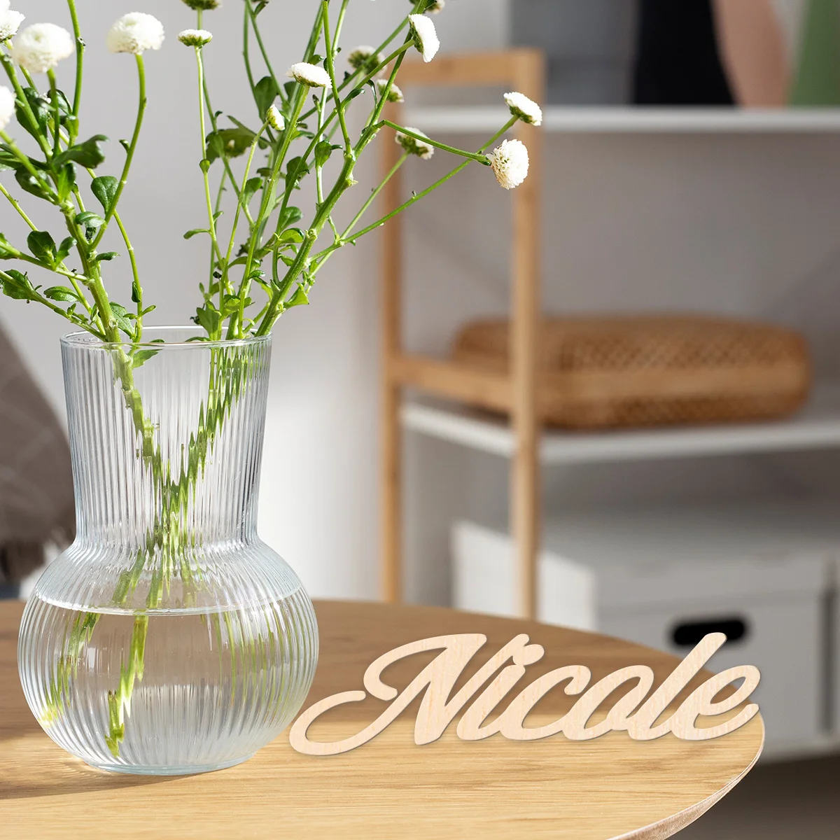 1 interesting personalized solid wood name tag Laser cutting solid wood name tag with no drilling design, double-layer wood is