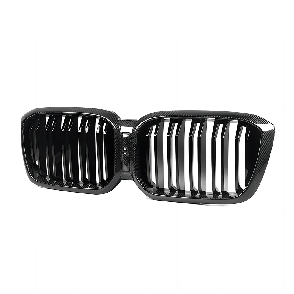 Dry Carbon Fiber Grill Front Bumper Double Slat Kidney M Style Grille For 22-23 BMW G01 G02 X3 X4 Lci