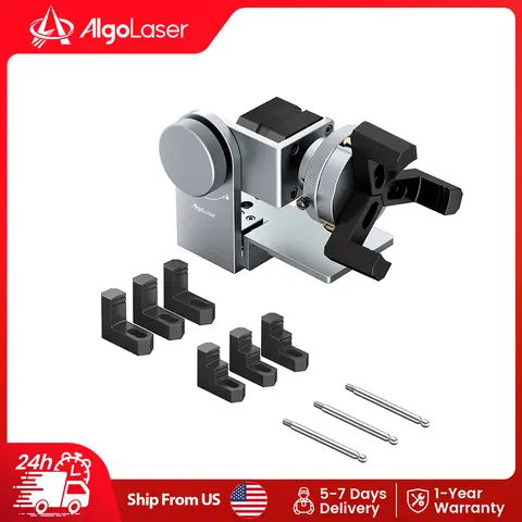 AlgoLaser ARC 2.0 Rotary Roller Module 3‑in‑1 Rotary Attachment 0‑110mm Cylindrical 11‑88mm Ring Engraving 0‑180° Adjustable Angle for Most Laser Engraver Cutter Machine