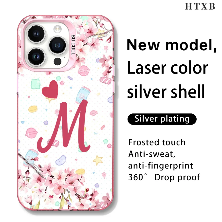 Cherry Blossom Letter M-telefoon voor iPhone 17 tot 11 Pro Max Plus