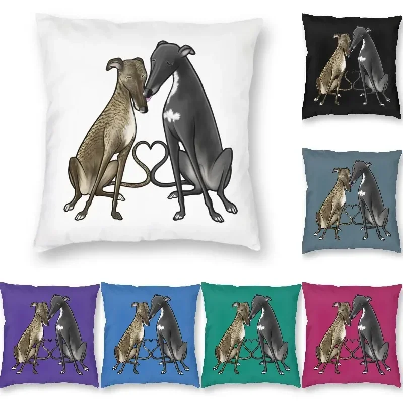 Greyhound Whippet Sighthound Dog Cushion Cover Double-Sided Printing Dog Lover Art Floor Pillow Case For Sofa Cool Pillowcase