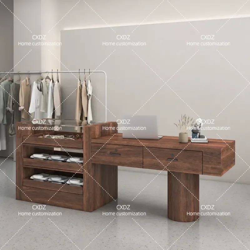 Simple high-end clothing store Nakajima table retro display stand jewelry store flowing water table display cabinet