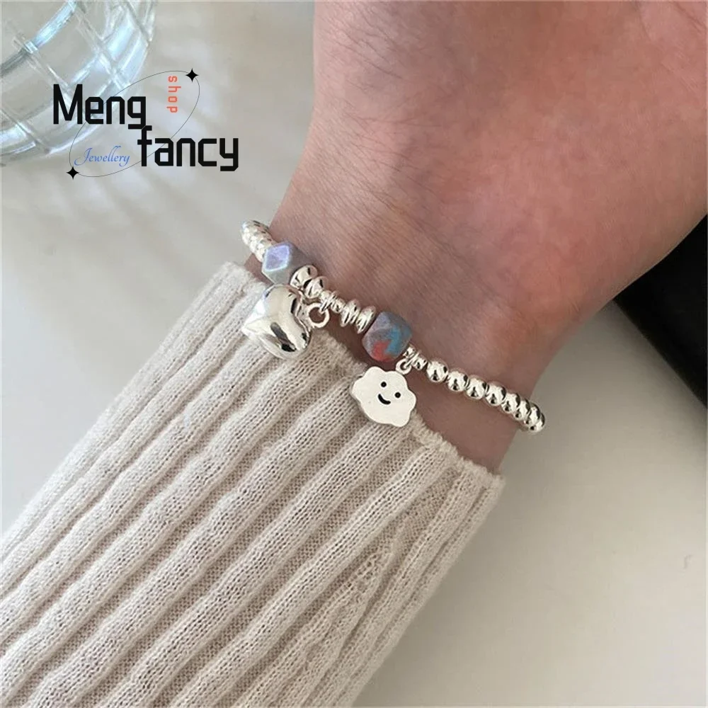 

925 Sterling Silver Bang Bang Love Clouds exquisite elegant simple high-grade Bracelet Women's Round Beads Beaded Strings