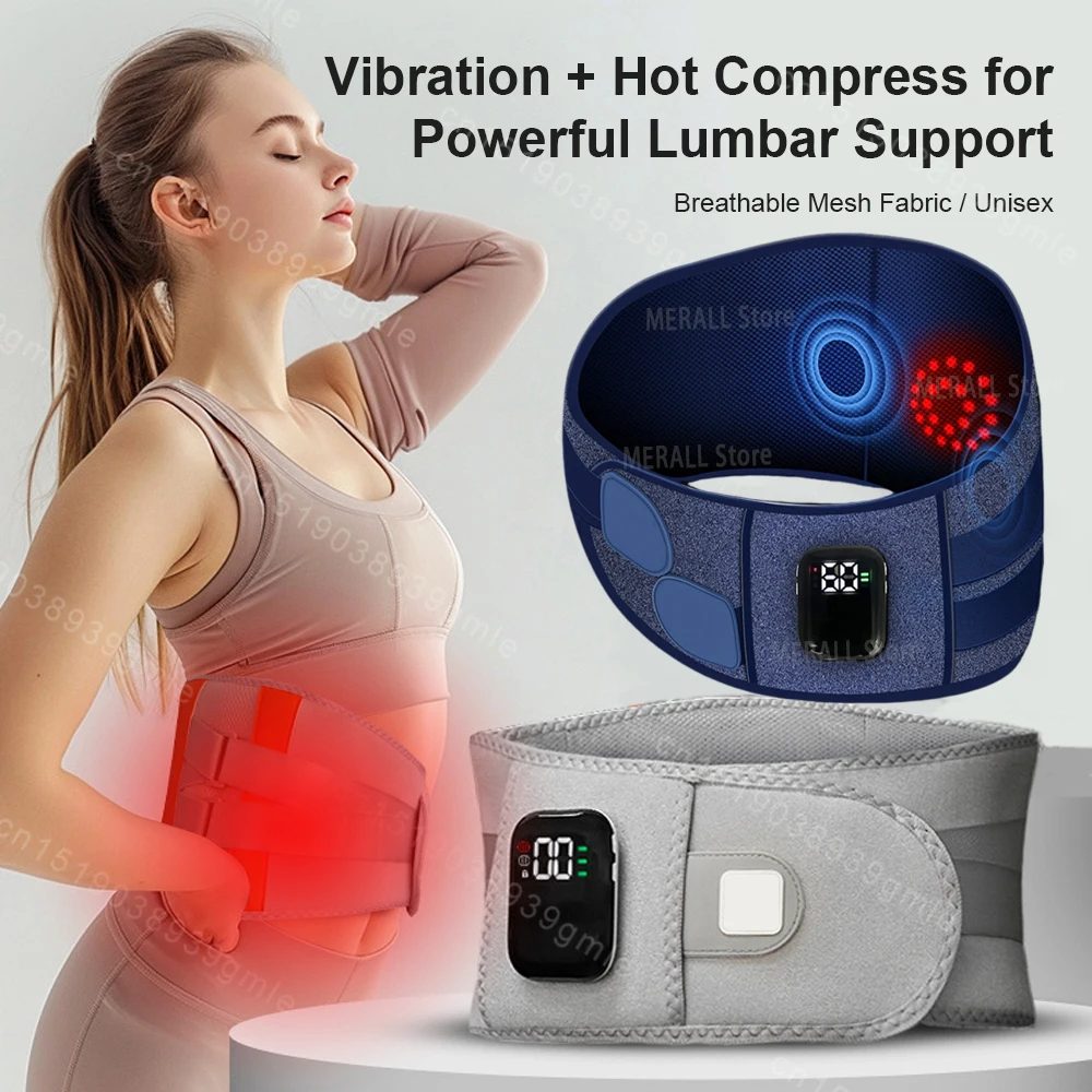 Electric Waist Massager Vibration Red Light Hot Compress Lumbar Brace Belt Heating Waist Massage Back Support Relax Pain Relief