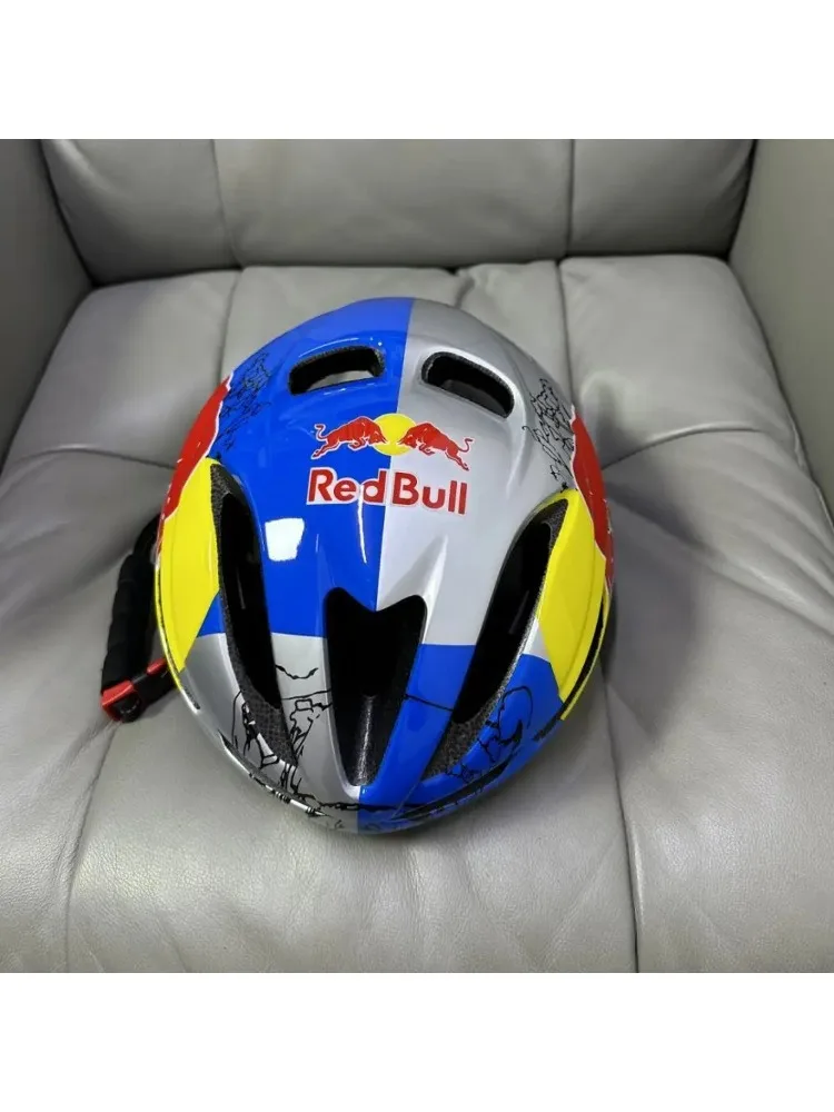 AliExpress Red Bull Helmet Bicycle Mountain Road Ultra Light Male and Female Cycling Equipment Red Bull Headpiece L/56-61cm