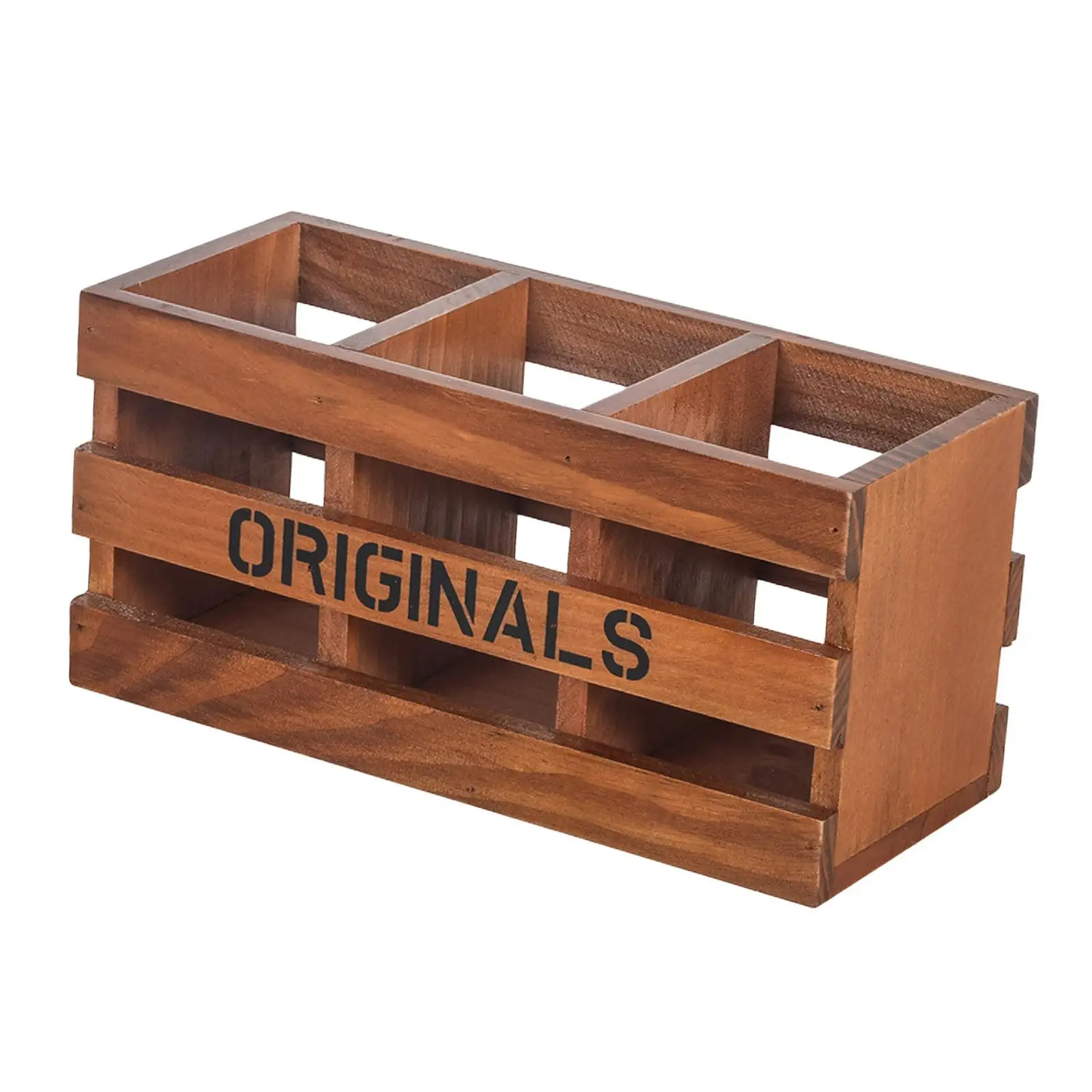 Wood Desk Organizer Office Organiser Multifunction 3 Compartment Pen Container Pencil Box for Studio Workplace Study Room