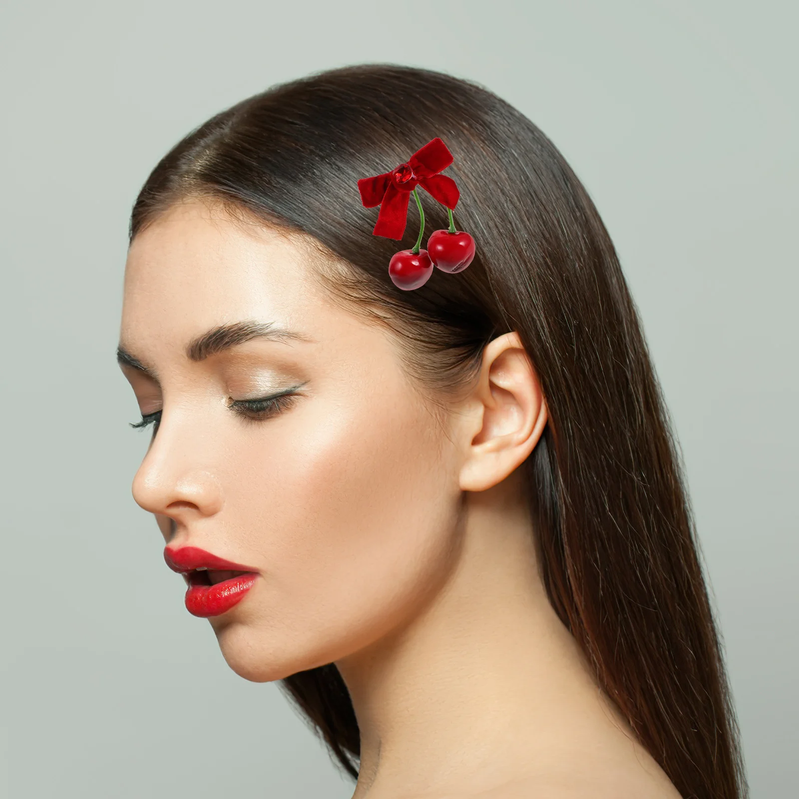 

Cherry Hair Clips for Women Red Rhinestone Fruit Barrettes Metal Claw Clip Hair Accessories 1 Pair