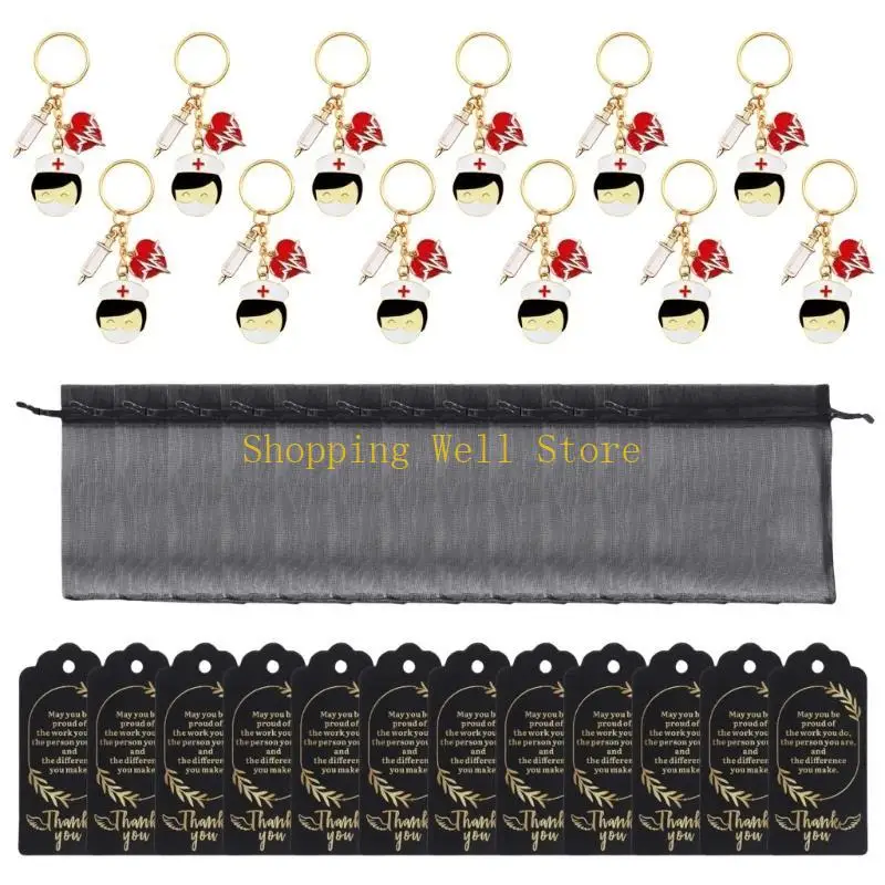 KX4B Nurse Appreciation Gift Set Includes Keychains with Tassels Organza Bags