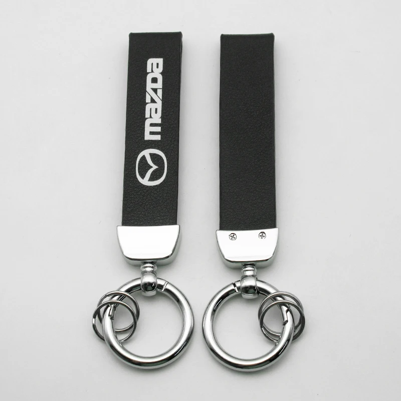 Voor Mazda 3 2 6 CX5 CX4 CX3 CX9 Axela Atenza CX30 MX3 MX5 Sleutelhanger 3D Metaal + Lederen Auto embleem Sleutelhanger Ring