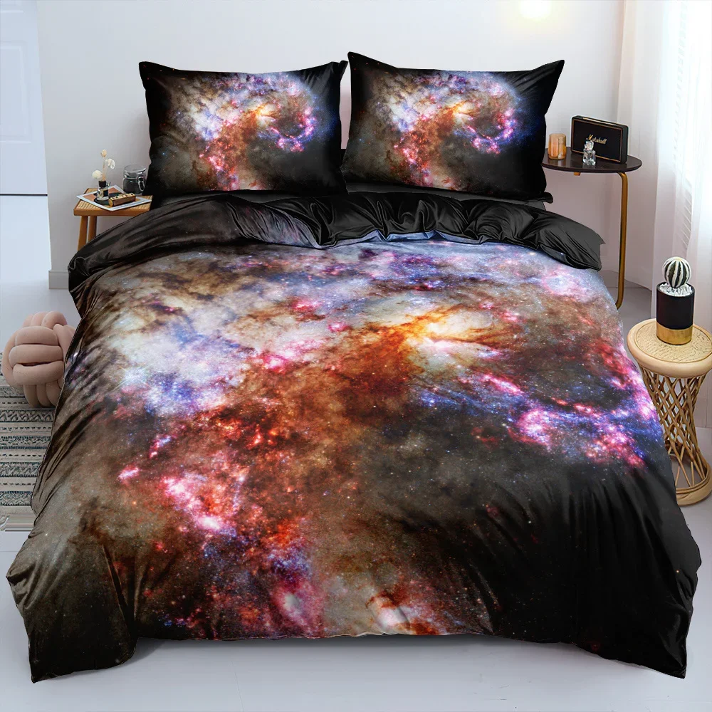 Luxury Galaxy Dark Blue Bedding Set Twin Full Queen King Size Duvet Cover Set Shining Stars Starry Sky Boys Adults Comforter Set