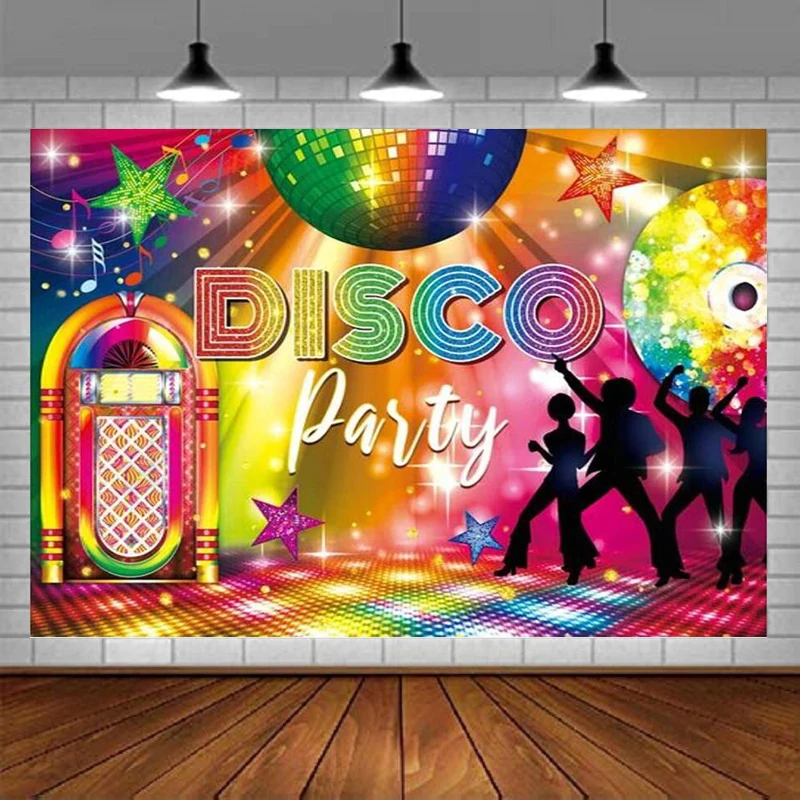 Disco Photography Backdrop 70s 80s Night Club Dance Prom Birthday Glow Neon Party Let's Crazy Colorful Background Decor Banner