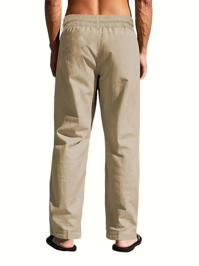 Neue Herrenhose aus Baumwolle und Leinen, Lässige Atmungsaktive Hose, Modische Street-Sport-Hose, Strand- und Outdoor-Loose-Fit-Hose – Detail 5