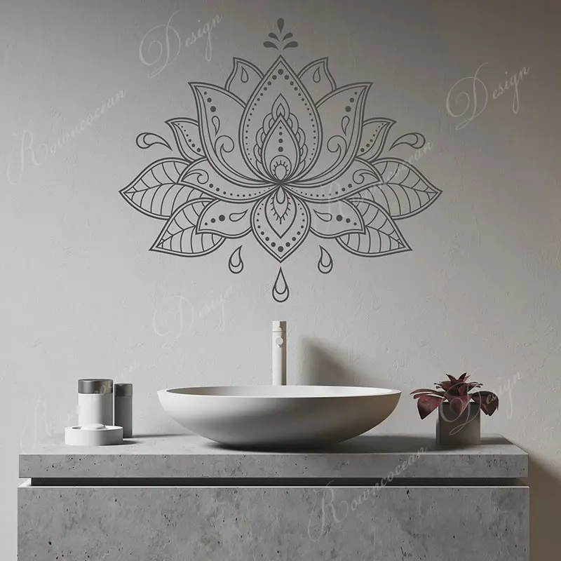 Big Size Lotus Flower Mandala Wall Stickers Vinyl Home Decor Bedroom Boho Bohemian Room Decoration Decals Removable Murals 4298