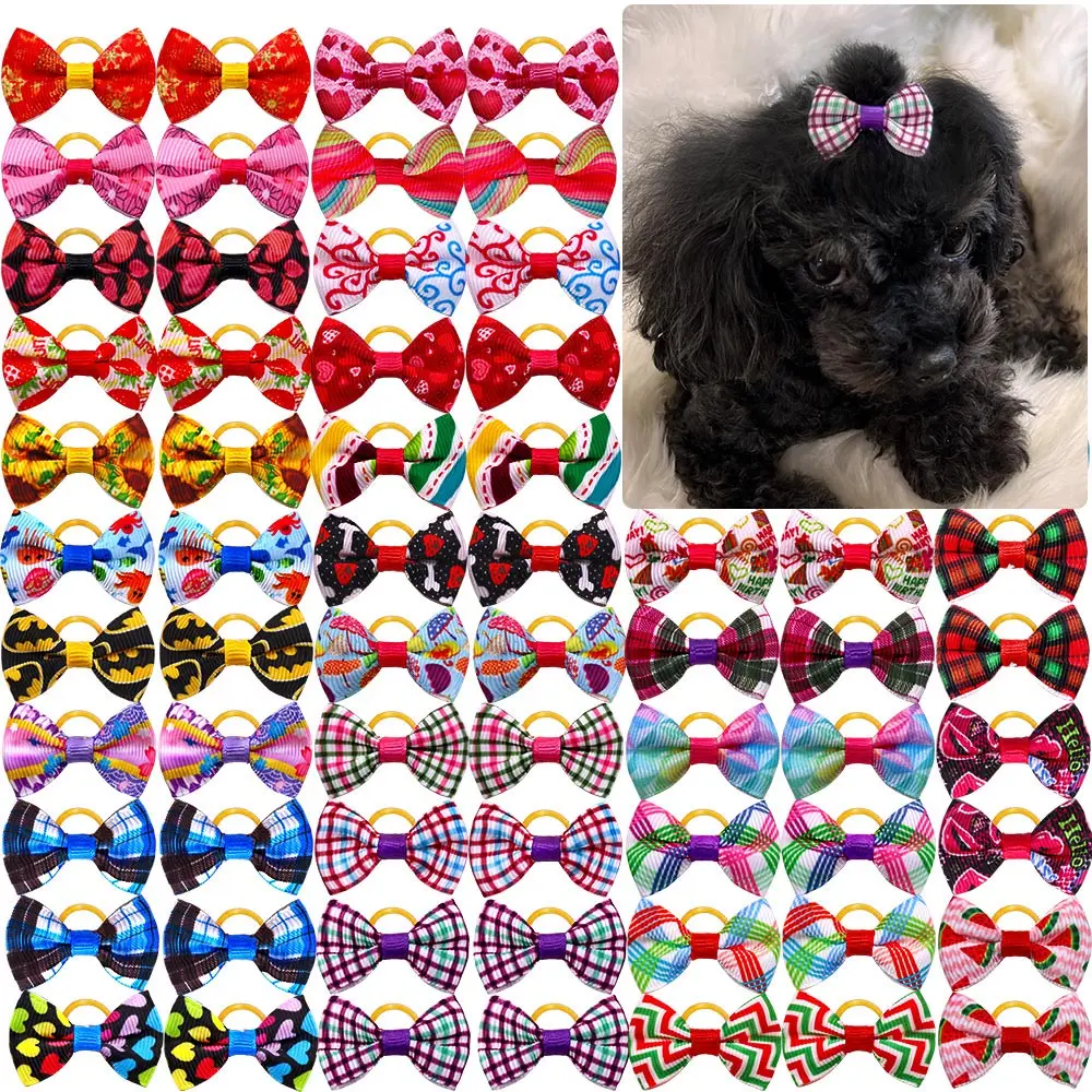 

5/10/20/30pcs Dog Grooming Bows Mix Colours Cat Dog Small Dog Hair Bows Boutique Accessories Dog Hair Rubber Bands Pet Supplier