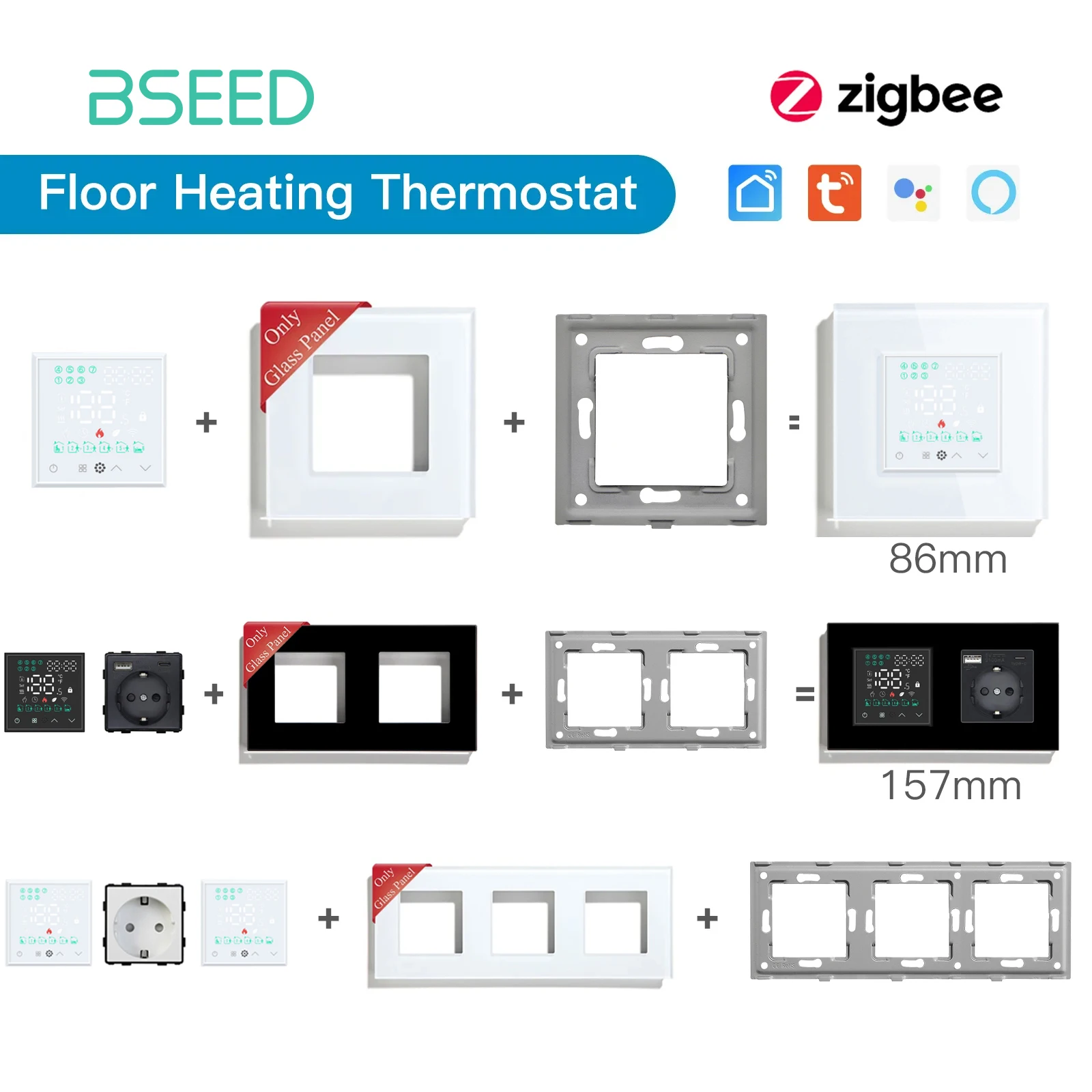 Bseed Touch Screen Elektrische Vloerverwarming Water Boiler Kamerthermostaat Module Deel Zigbee Alexa Temperatuur Controller App