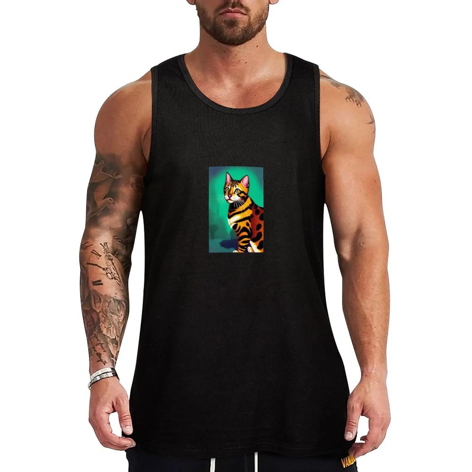

Bengal cat Tank Top muscle t-shirt clothes for men summer sleeveless tshirts for men gym shirt man