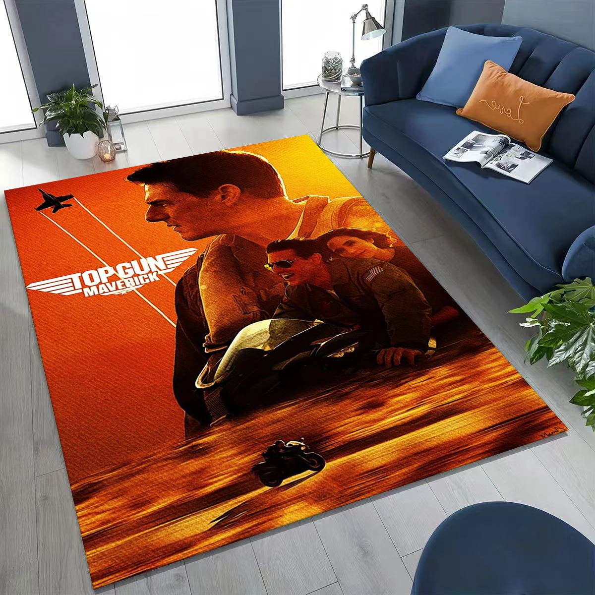 

2026 Top Gun Tom Cruise Fighter Sign Art Carpet Rug for Bedroom Living Room Sofa Home Doormat Decor,Large Kid Non-slip Floor Mat